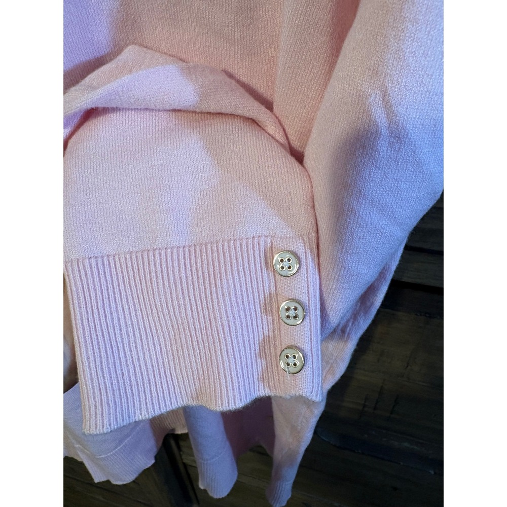 Chaps Womens Light Pink Turtleneck Sweater Gold Button Cuff Knit Top Size M - Picture 6 of 8